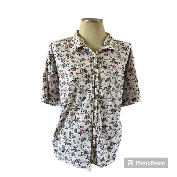 Vintage Bobbie Brooks Plus Size Short Sleeve Floral Button Up Wmns 22/24W - Picture 1 of 10